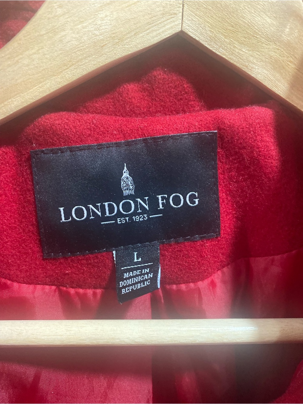 London Fog Red Wool-Blend Pea Coat - Picture 3 of 7